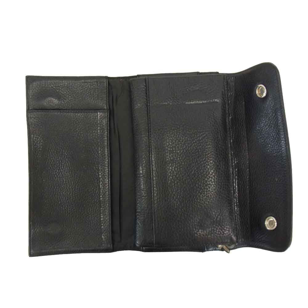 CHROME HEARTS クロムハーツ（原本有） WAVE CROSS BTN CHクロスボタン ウェーブ ウォレット ブラック系【中古】