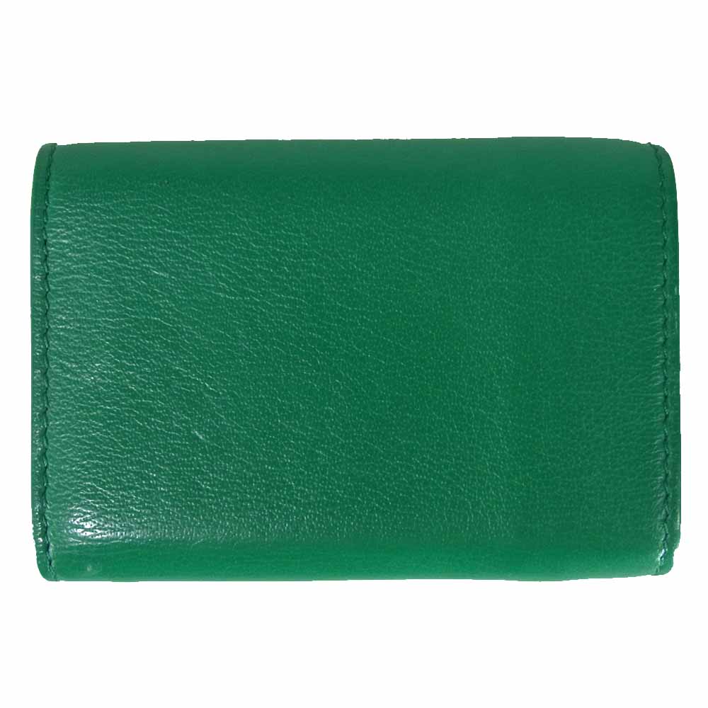 BALENCIAGA バレンシアガ 391446 国内正規品 ペーパー ミニ ウォレット 三つ折り財布 グリーン系【中古】