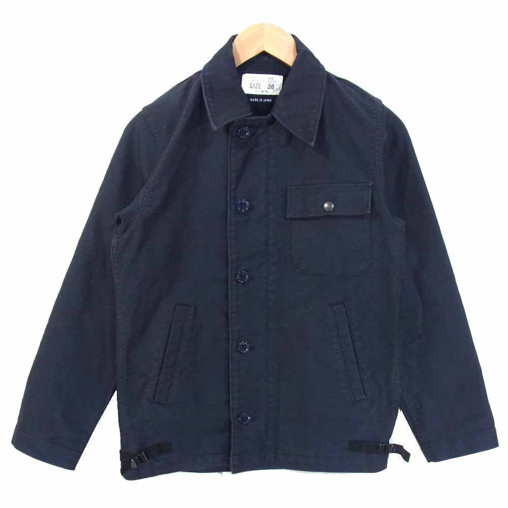 HOUSTON ヒューストン 65913 U.S.NAVY A-2 デッキ ジャケット 日本製 ダークネイビー系 36【中古】