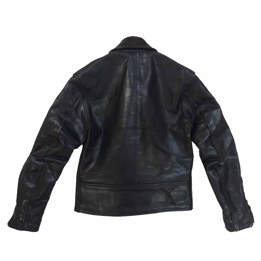 AERO LEATHER エアロレザー ホースハイド レザー lochcarron チェック裏 ライダース ジャケット ブラック系 32【中古】
