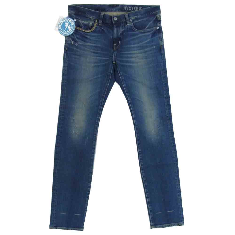 HYSTERIC GLAMOUR ヒステリックグラマー 02191AP17 SP加工 ストレッチデニム スリムパンツ スタッズ パンツ インディゴブルー系 32【美品】【中古】