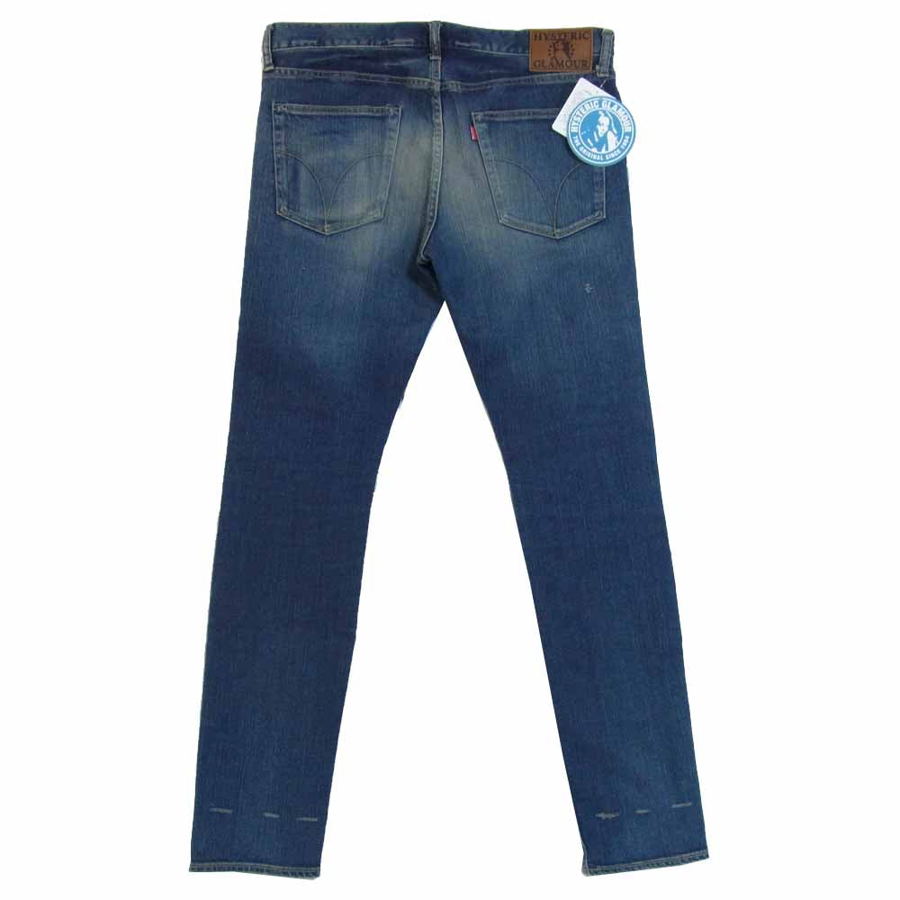 HYSTERIC GLAMOUR ヒステリックグラマー 02191AP17 SP加工 ストレッチデニム スリムパンツ スタッズ パンツ インディゴブルー系 32【美品】【中古】