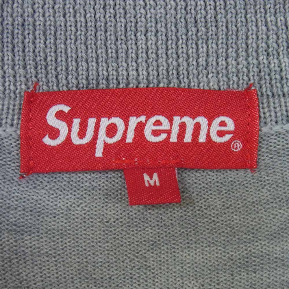 Supreme シュプリーム 19ss Corner Stripe Polo コーナー ストライプ ポロ シャツ グレー系 M【美品】【中古】