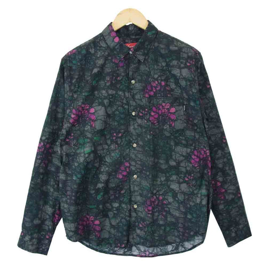 Supreme シュプリーム 18AW Acid Floral Shirt アシッド フローラル シャツ ダークグレー系 M【美品】【中古】