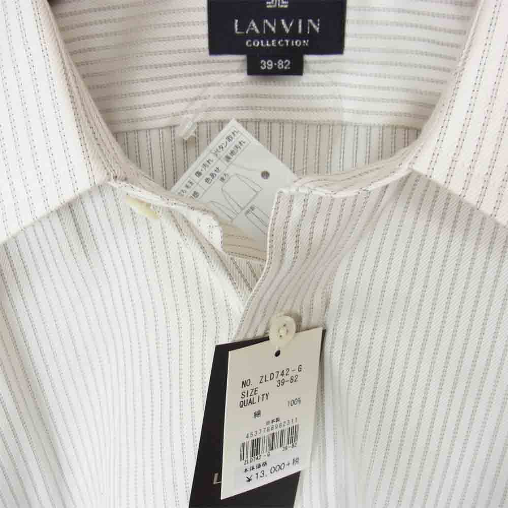 LANVIN ランバン レギュラー カラー ストライプ 長袖 シャツ ホワイト系 39～92【新古品】【未使用】【中古】