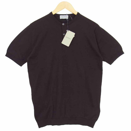 JOHN SMEDLEY ジョンスメドレー BENNETT HANLEY SS ヘンリーネック 半袖 ニット ブラウン系 M【新古品】【未使用】【中古】