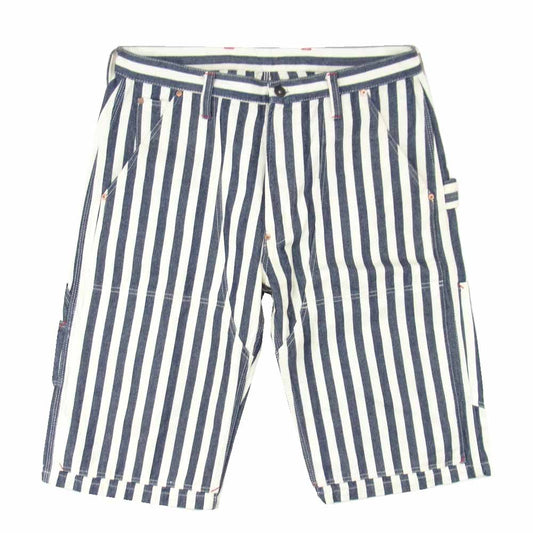 SAMURAI JEANS サムライジーンズ サムライ自動車倶楽部 ヒッコリー ハーフパンツ インディゴブルー系【中古】