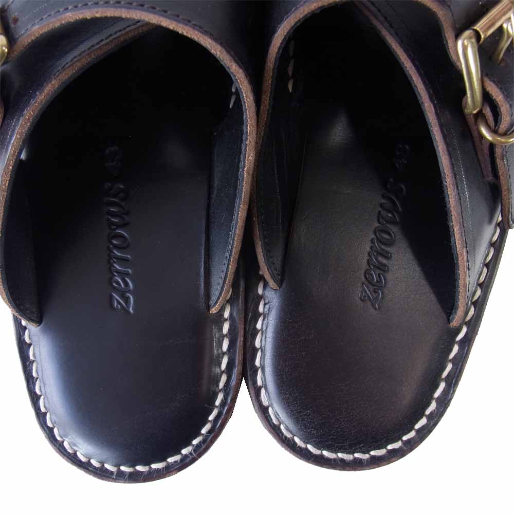 ゼローズ DOUBLE MONK ダブルモンク サンダル ブラック系 43【美品】【中古】