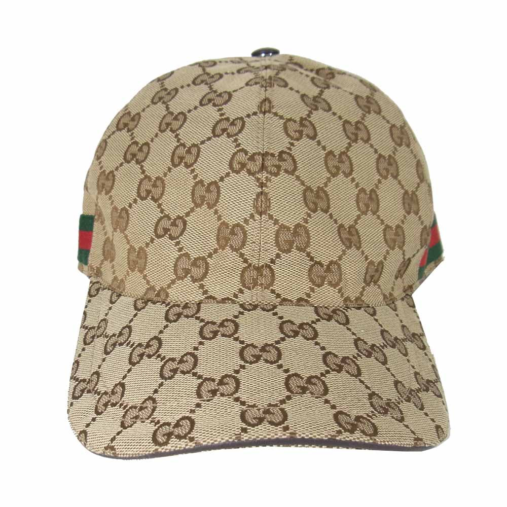 GUCCI グッチ 200035 国内正規品 GGキャンバス シェリーライン ベースボール キャップ ブラウン系 XL【中古】