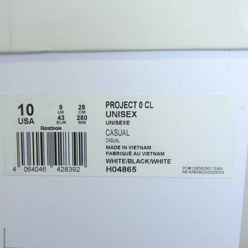 MAISON MARGIELA メゾンマルジェラ H04865 × リーボック Reebok Classic Leather Tabi クラシックレザー タビ スニーカー 白 ホワイト系 28cm【新古品】【未使用】【中古】