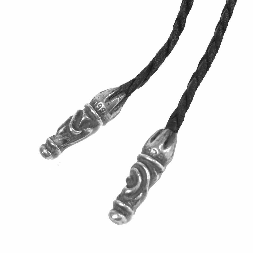 CHROME HEARTS クロムハーツ（原本無） LEATHER BRAID レザー ブレード シルバー925 ブラック系 シルバー系【中古】