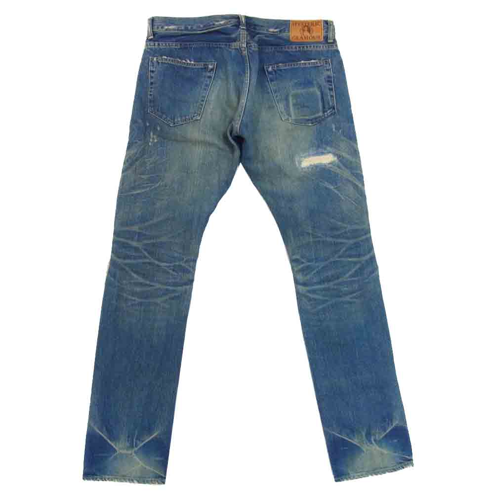HYSTERIC GLAMOUR ヒステリックグラマー 4AP-2124 クラッシュ リペア加工 スタッズ デニムパンツ インディゴブルー系 34【中古】