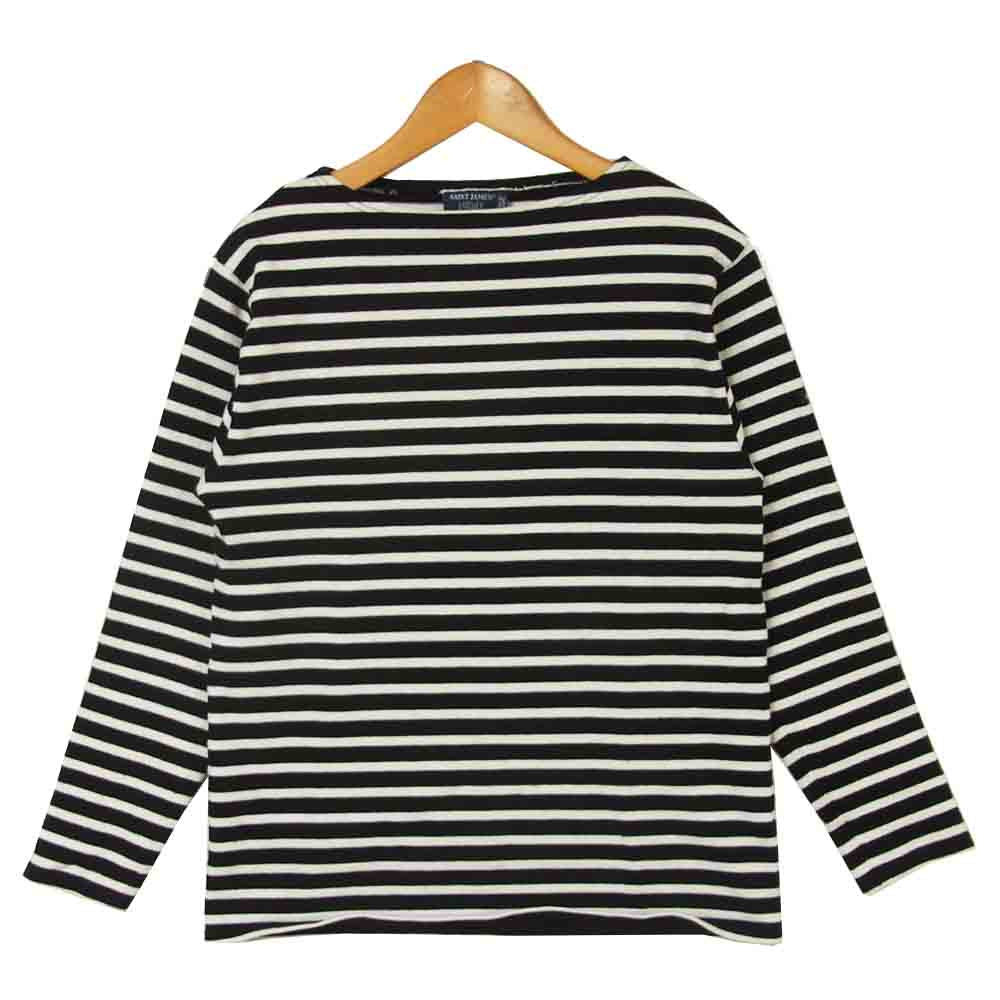 SAINT JAMES セントジェームス OUESSANT ウエッソン ボーダー 長袖 カットソー ブラック系 ホワイト系 S【中古】