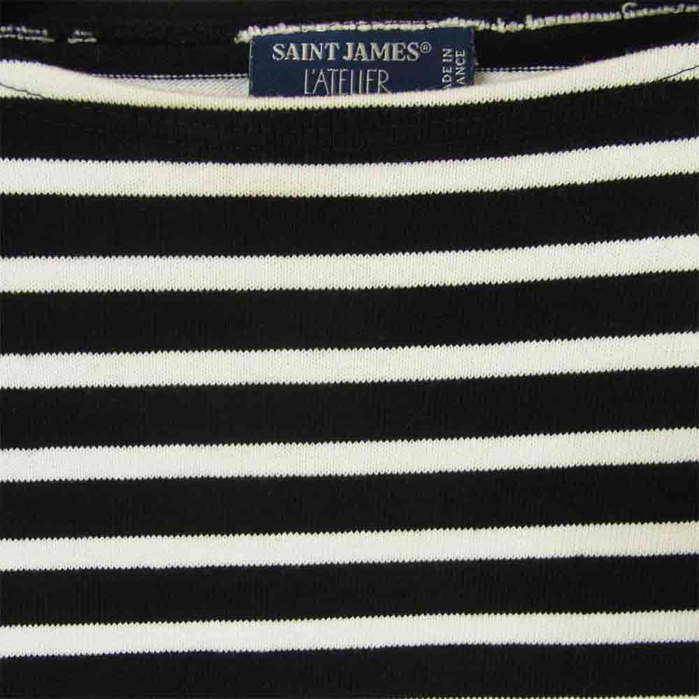 SAINT JAMES セントジェームス OUESSANT ウエッソン ボーダー 長袖 カットソー ブラック系 ホワイト系 S【中古】
