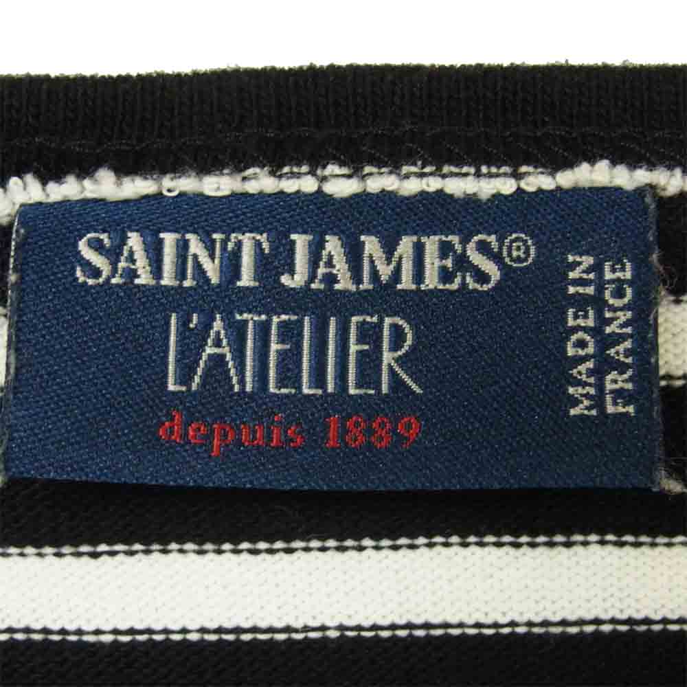 SAINT JAMES セントジェームス OUESSANT ウエッソン ボーダー 長袖 カットソー ブラック系 ホワイト系 S【中古】