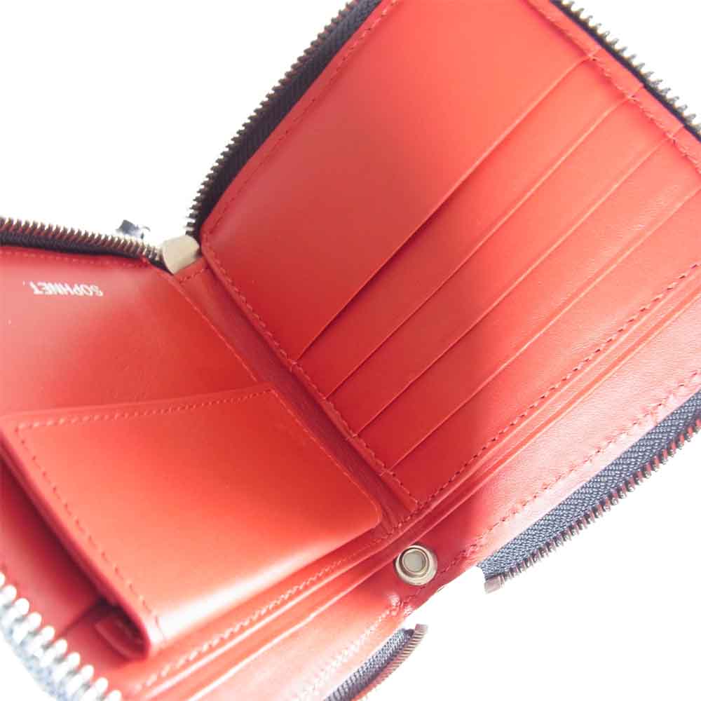 SOPHNET. ソフネット LEATHER ZIP WALLET ジップ ウォレット 財布 ダークグレー系【中古】