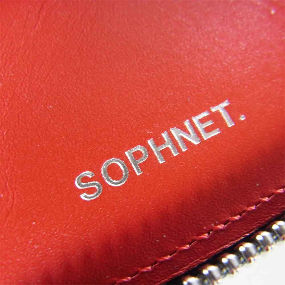 SOPHNET. ソフネット LEATHER ZIP WALLET ジップ ウォレット 財布 ダークグレー系【中古】
