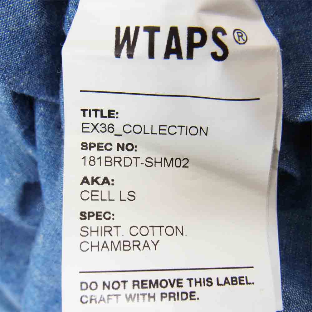 WTAPS ダブルタップス 181BRDT-SHM02 CELL LS SHIRT セル ロングスリーブ シャツ インディゴブルー系 M【中古】