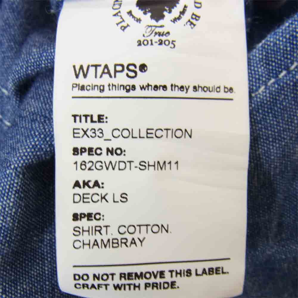 WTAPS ダブルタップス 162GWDT-SHM11 DECK CHAMBRAY LS デッキ シャンブレー ロングスリーブ シャツ インディゴブルー系 M【中古】