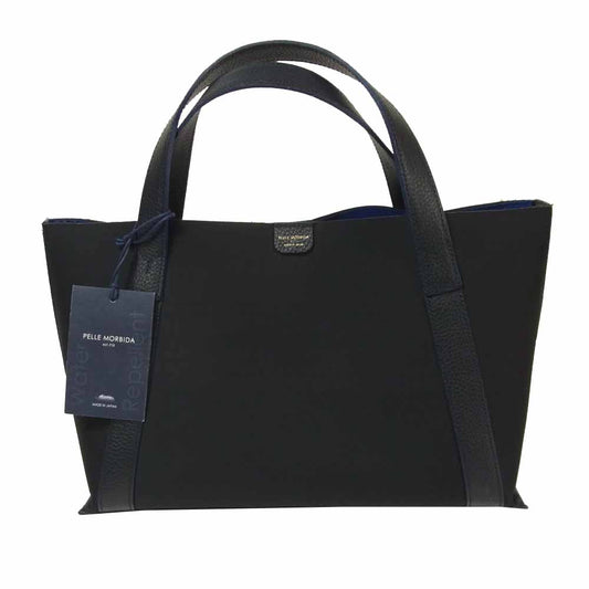 PELLE MORBIDA ペッレモルビダ pmo-te007b ギャランティ付 ナイロン トート バッグ 牛革 日本製 ブラック系【中古】