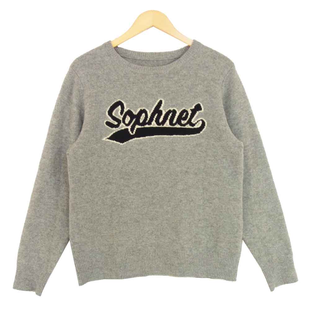 SOPHNET. ソフネット SOPH-167118 TAIL LOGO KNIT カシミア混 ロゴ クルー ネック ニット グレー系 M【美品】【中古】