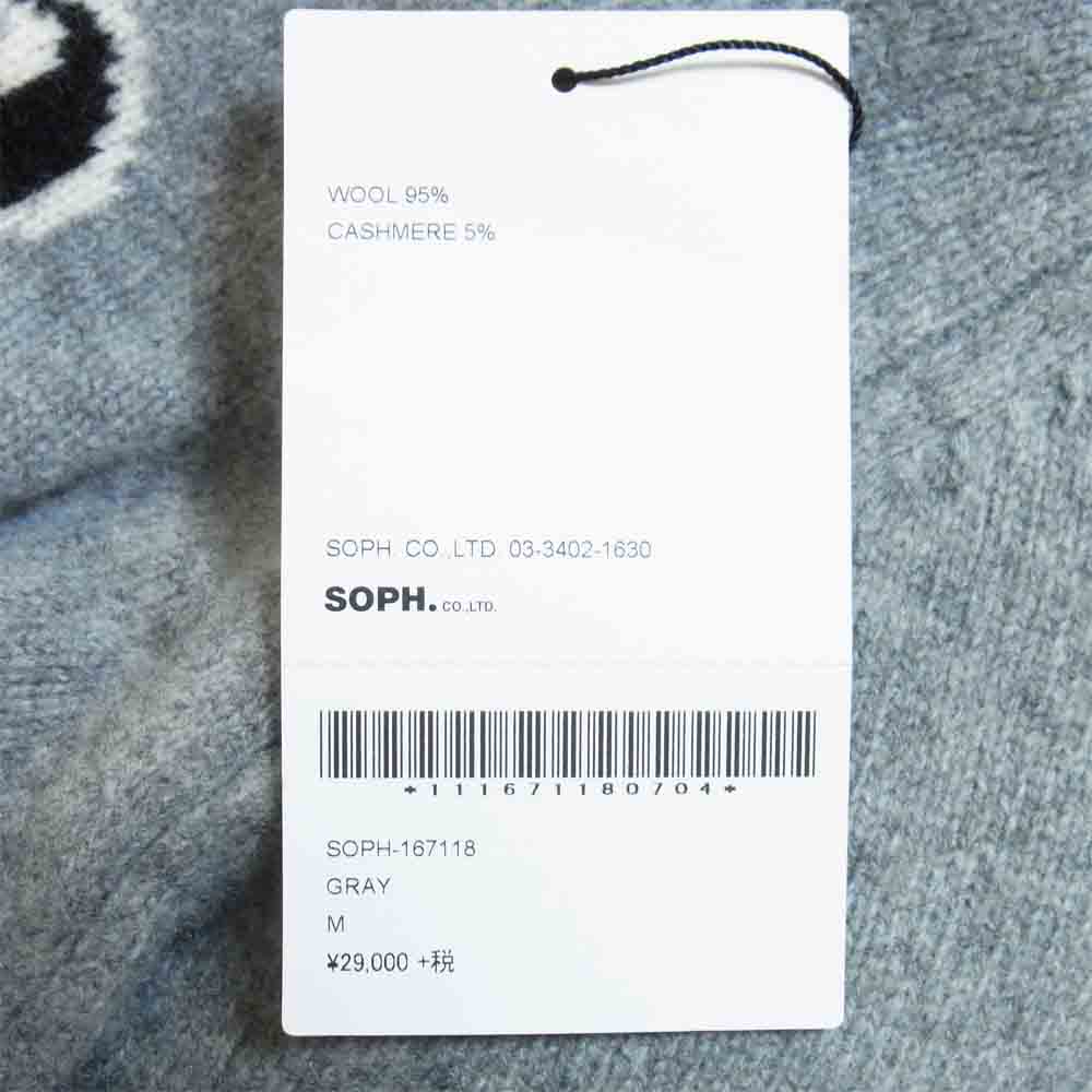 SOPHNET. ソフネット SOPH-167118 TAIL LOGO KNIT カシミア混 ロゴ クルー ネック ニット グレー系 M【美品】【中古】