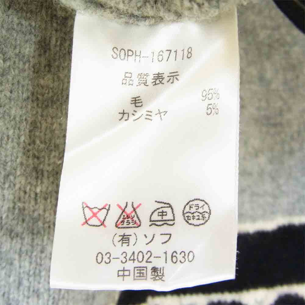 SOPHNET. ソフネット SOPH-167118 TAIL LOGO KNIT カシミア混 ロゴ クルー ネック ニット グレー系 M【美品】【中古】