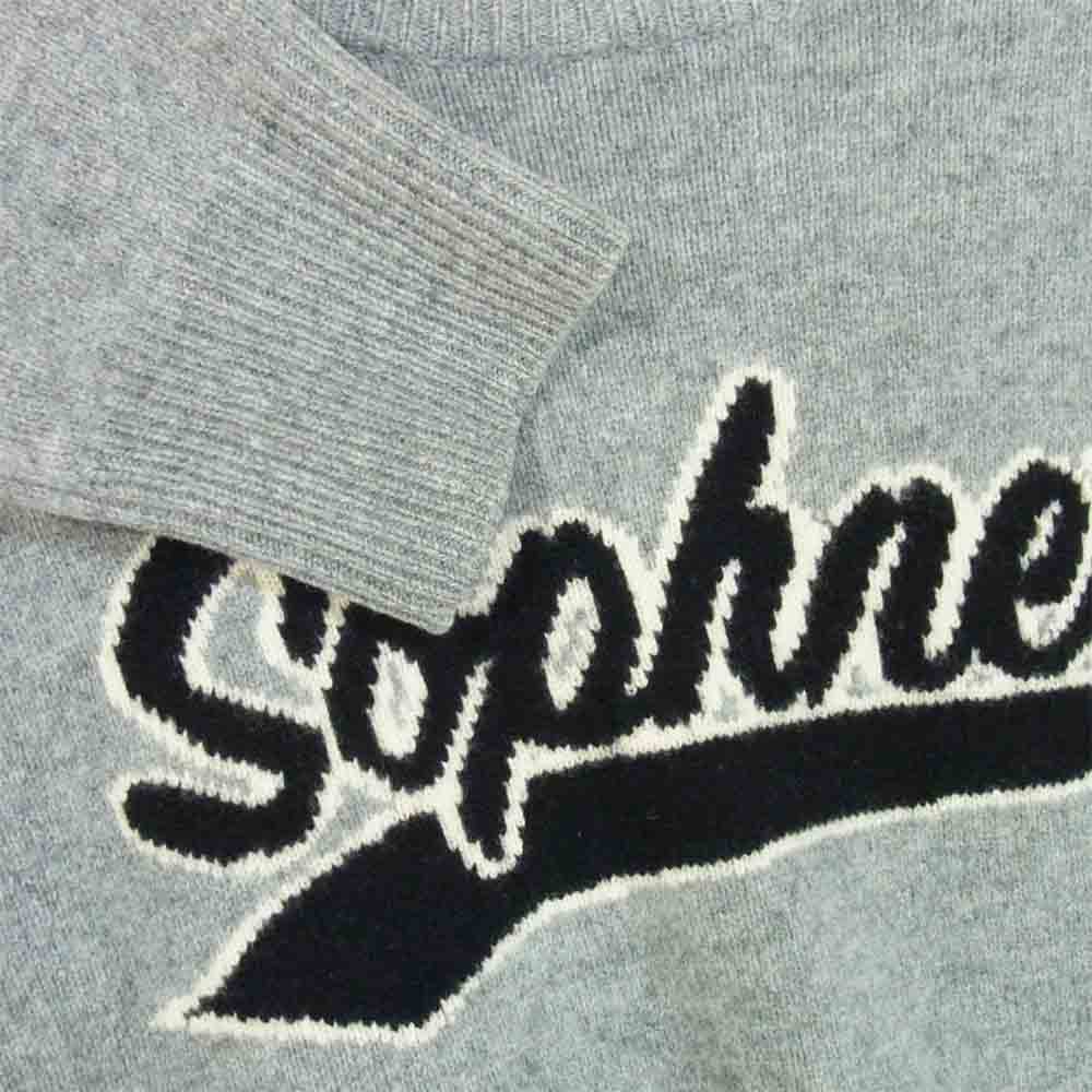 SOPHNET. ソフネット SOPH-167118 TAIL LOGO KNIT カシミア混 ロゴ クルー ネック ニット グレー系 M【美品】【中古】