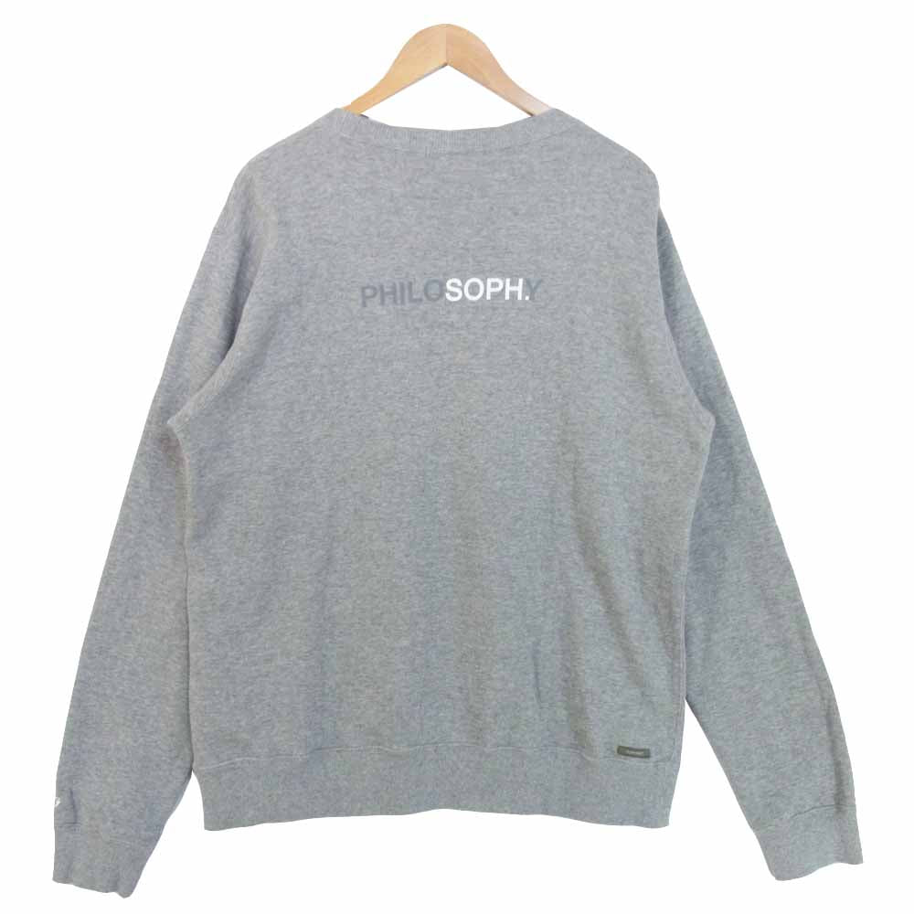 SOPHNET. ソフネット SOPH-202070 PHILOSOPHY CREWNECK SWEAT ロゴ プリント フィロソフィー クルーネック スウェット グレー系 L【美品】【中古】
