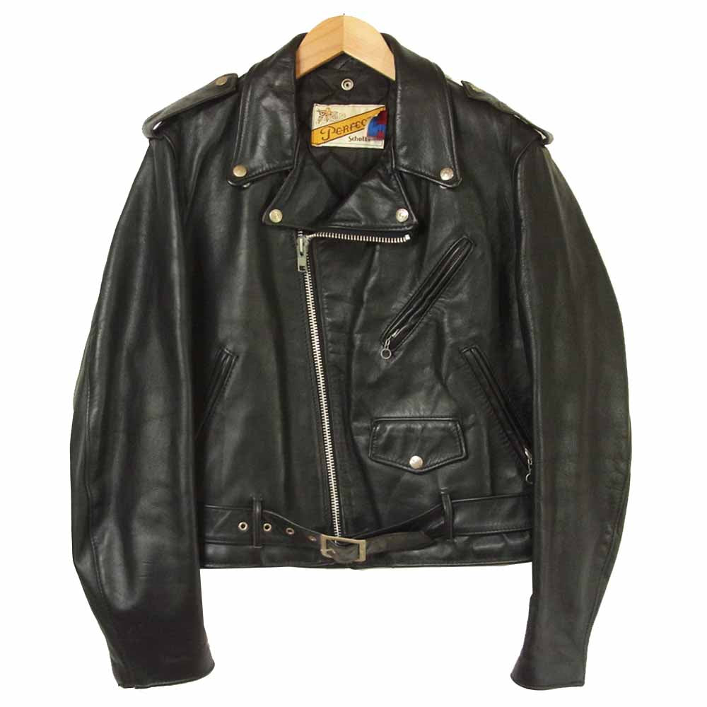 schott ショット PERFECTO パーフェクト レザー ダブル ライダース ジャケット アメリカ製 ブラック系 40【中古】