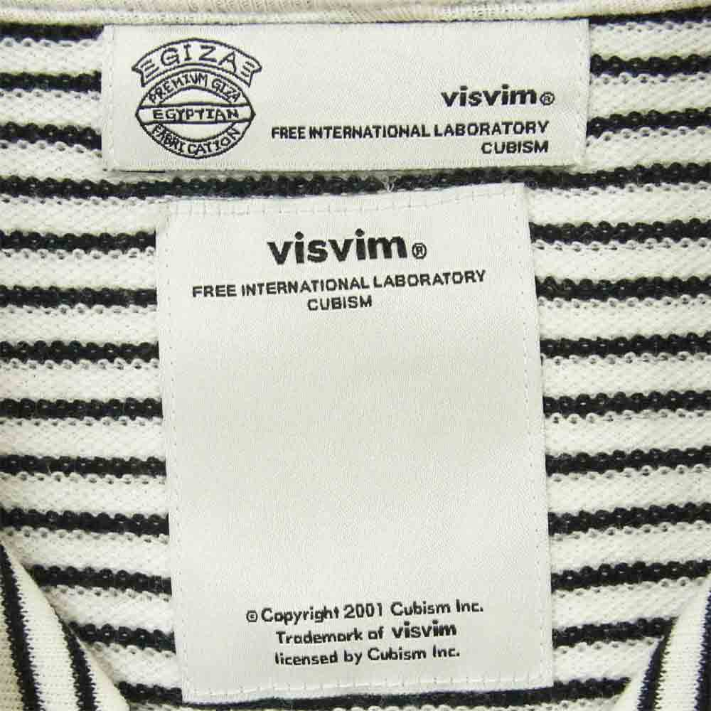 VISVIM ビズビム ボーダー フーデッド 長袖 プルオーバー パーカー コットン 日本製 ホワイト系 ブラック系 M【中古】