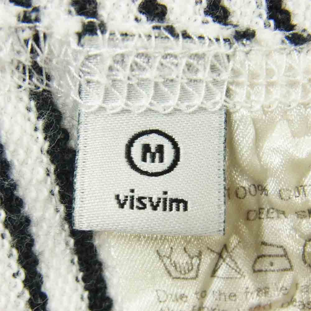 VISVIM ビズビム ボーダー フーデッド 長袖 プルオーバー パーカー コットン 日本製 ホワイト系 ブラック系 M【中古】