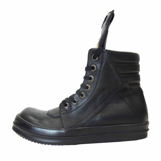 CHROME HEARTS クロムハーツ（原本有） Rick Owens リックオウエンス RO GEO フレア ジオバスケット ハイカット レザー スニーカー ブラック系 43【美品】【中古】