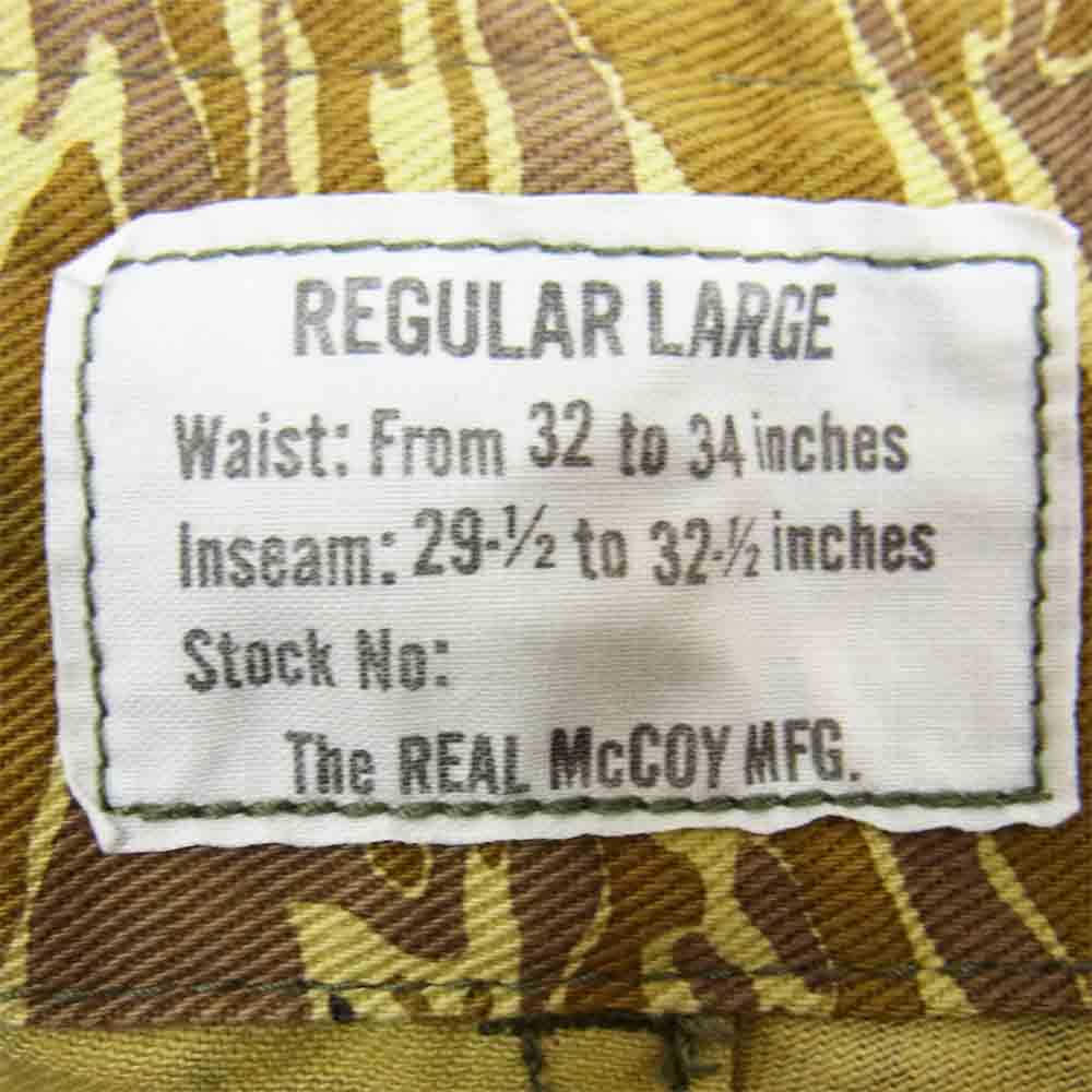 The REAL McCOY'S ザリアルマッコイズ JOHN WAYNE TIGER CAMOUFLAGE TROUSERS ジョンウェイン タイガーカモ カモ柄 パンツ カーキ系 34【美品】【中古】