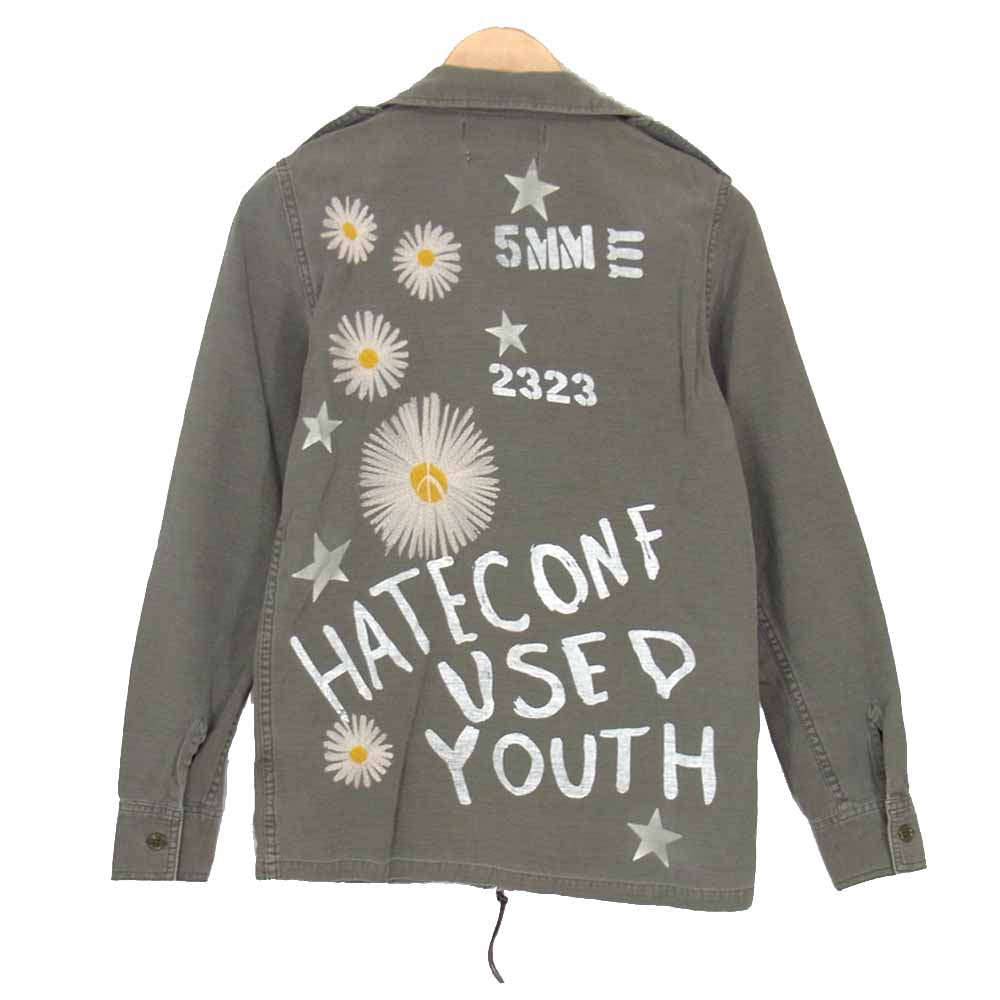 REMI RELIEF レミレリーフ RN161936251B2 フワラー刺繍 ミリタリー シャツ ジャケット カーキ系 S【中古】