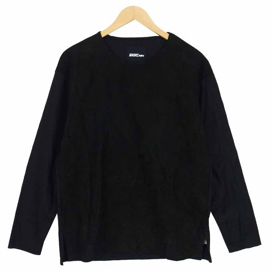 バックラッシュ 1781-03 ウールシルキー 加工 ディアストレッチ レザー プルオーバー カットソー ブラック系 S【中古】