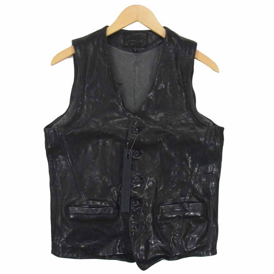 バックラッシュ 1254-05 イタリアン ダブル ショルダー レザー ベスト ブラック系 1【美品】【中古】