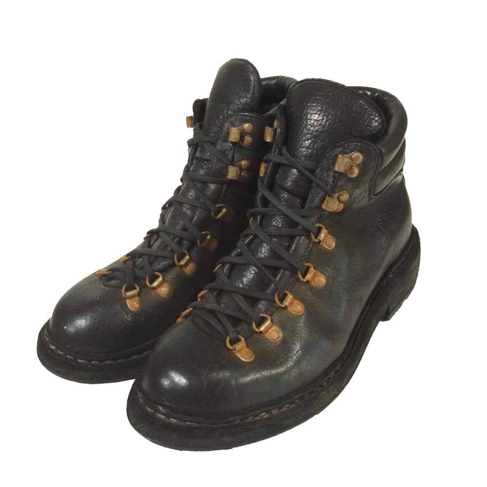 GUIDI グイディ GOAT FULL GRAIN ゴートレザー トレッキング ブーツ ブラック系 41【新古品】【未使用】【中古】