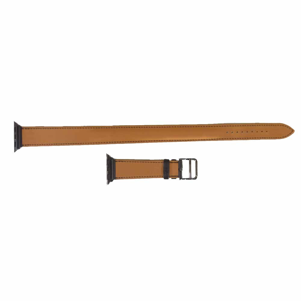 HERMES エルメス Apple Watch Series5 40mm ケース用 ヴォー・スウィフト ドゥブルトゥール レザーストラップ ブラック系【極上美品】【中古】