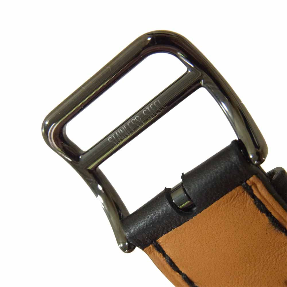 HERMES エルメス Apple Watch Series5 40mm ケース用 ヴォー・スウィフト ドゥブルトゥール レザーストラップ ブラック系【極上美品】【中古】