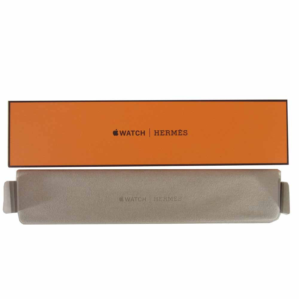 HERMES エルメス Apple Watch Series5 40mm ケース用 ヴォー・スウィフト ドゥブルトゥール レザーストラップ ブラック系【極上美品】【中古】