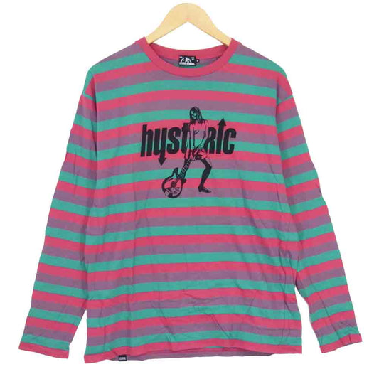 HYSTERIC GLAMOUR ヒステリックグラマー 02181CL06 CRASH プリント 長袖 ボーダー Tシャツ ピンク系 M【中古】