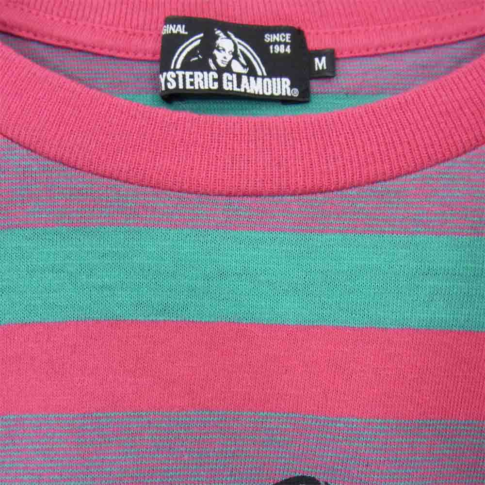 HYSTERIC GLAMOUR ヒステリックグラマー 02181CL06 CRASH プリント 長袖 ボーダー Tシャツ ピンク系 M【中古】