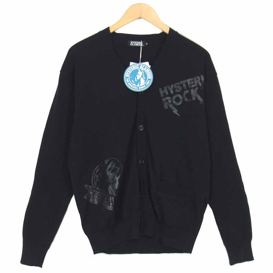 HYSTERIC GLAMOUR ヒステリックグラマー 02191ND03 SCRATCH pt スクラッチ プリント カーディガン ブラック系 M【新古品】【未使用】【中古】