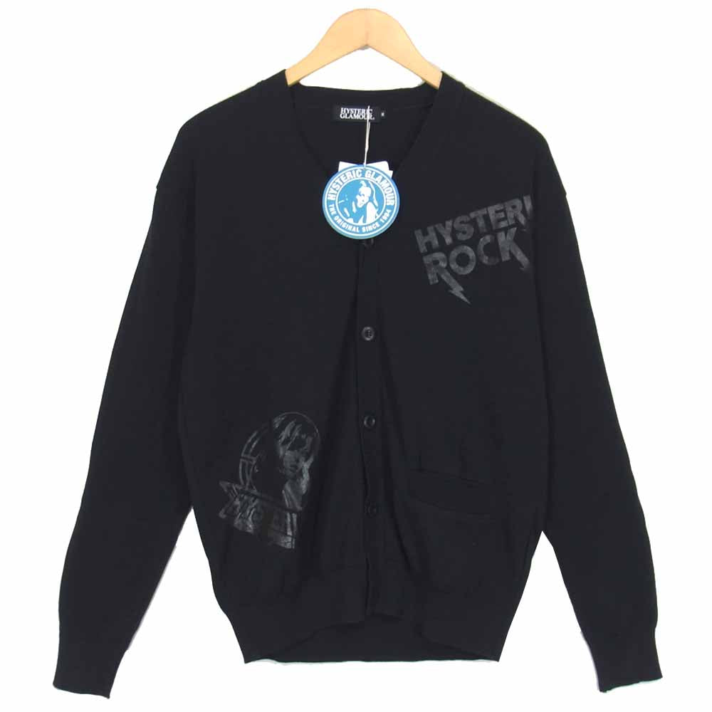 HYSTERIC GLAMOUR ヒステリックグラマー 02191ND03 SCRATCH pt スクラッチ プリント カーディガン ブラック系  M【新古品】【未使用】【中古】