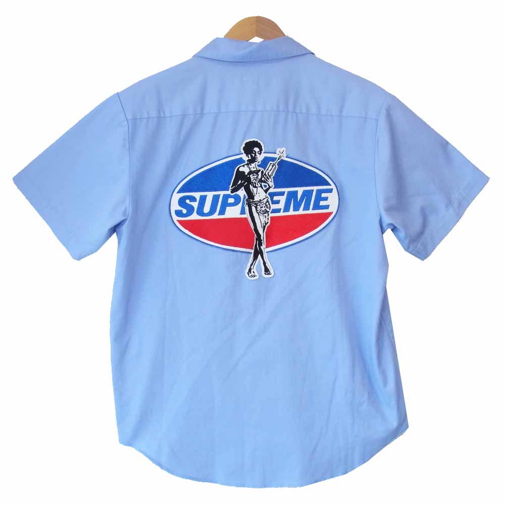 Supreme シュプリーム 17AW 02173ZI11 HYSTERIC GLAMOUR ヒステリックグラマー S/S Work Shirt 半袖 ワーク シャツ ブルー系 S【中古】