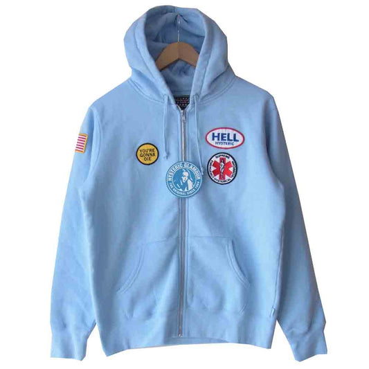 Supreme シュプリーム 17AW 02173ZI08 HYSTERIC GLAMOUR ヒステリックグラマー Patches Zip Up Sweatshirt パッチ ジップ パーカー ブルー系 S【中古】