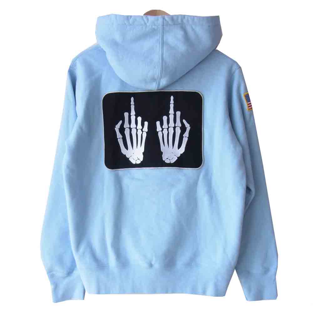 Supreme シュプリーム 17AW 02173ZI08 HYSTERIC GLAMOUR ヒステリックグラマー Patches Zip Up Sweatshirt パッチ ジップ パーカー ブルー系 S【中古】