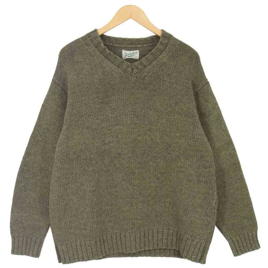 TENDERLOIN テンダーロイン 19AW V-NECK COTTON KNIT コットンニット カーキ系 M【中古】