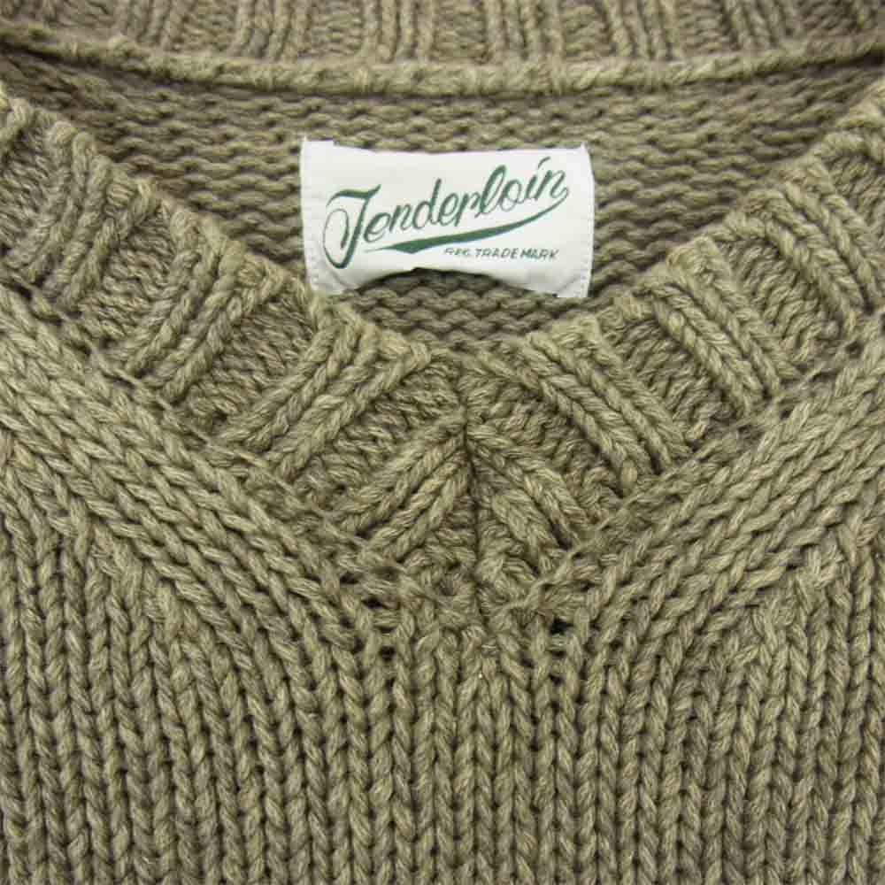 TENDERLOIN テンダーロイン 19AW V-NECK COTTON KNIT コットンニット カーキ系 M【中古】